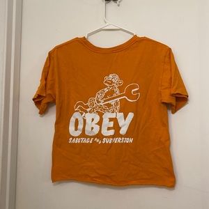 Obey orange cropped tee